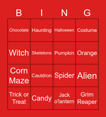 Happy Halloween Bingo Card