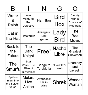 Movies Bingo Card