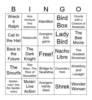 Movies Bingo Card