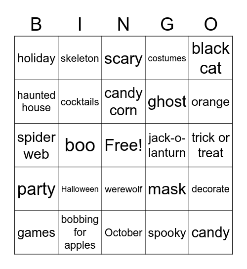 Halloween Bingo Card