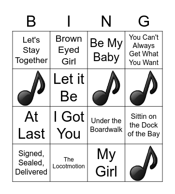 Musical Bingo Card