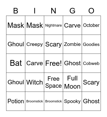 Halloween Bingo Card