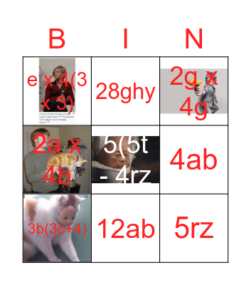 Best Bingo algebra game ever Bingo Card