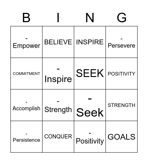 MOTIVATIONAL BINGO! Bingo Card