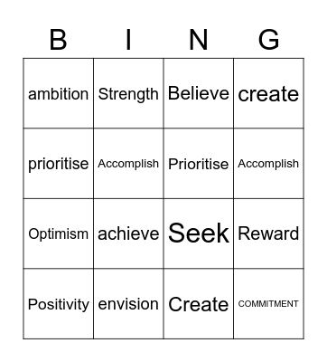 MOTIVATIONAL BINGO! Bingo Card