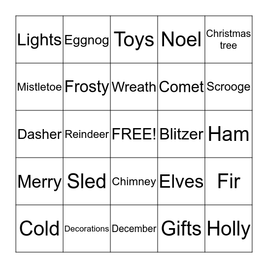 Christmas Bingo      Bingo Card