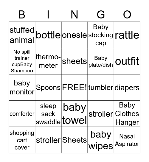 Baby Bahler BINGO Card