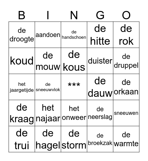 taalactief groep 4, thema 3 Bingo Card