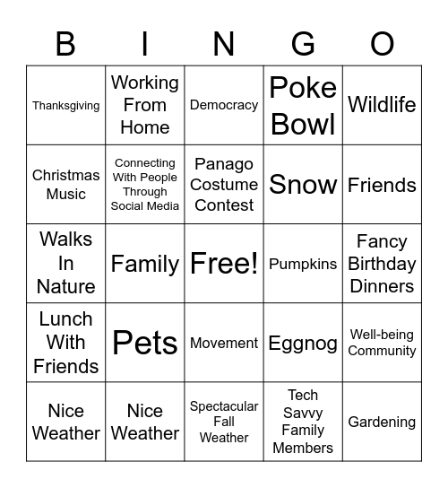 GRATEFUL BINGO 2 Bingo Card