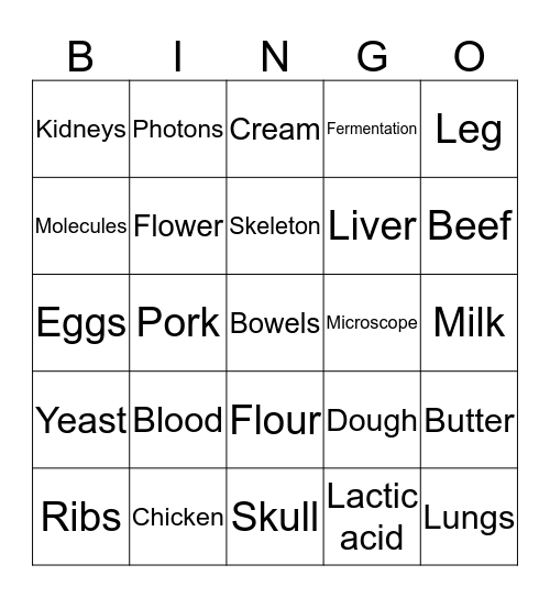 Vocabulary Bingo Card