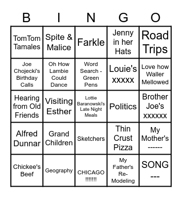 EVELYN'S FAVORITE THINGS ! Bingo Card