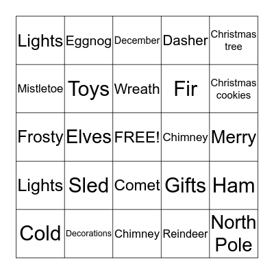 Christmas Bingo      Bingo Card