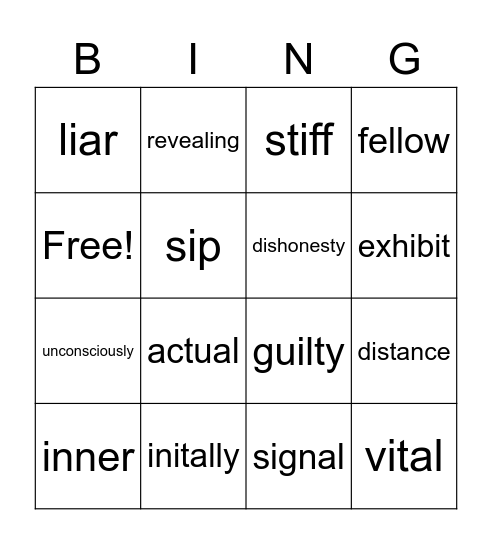 L3 language Bingo Card