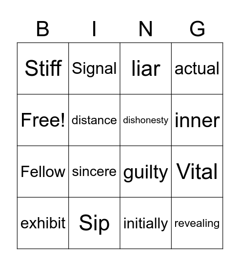 L3 Language Charm Bingo Card