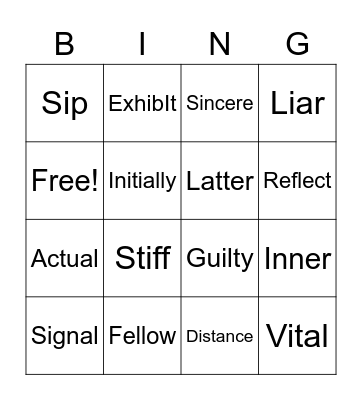 L3 Language Charm Bingo Card