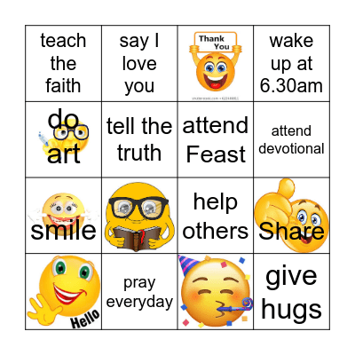 Baha'i Bingo Card