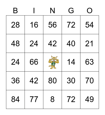 Multiplication Facts (x6, x7 x8) Bingo Card