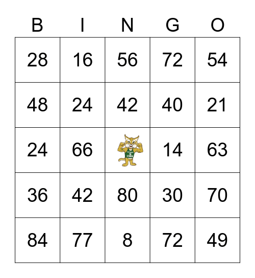 Multiplication Facts (x6, x7 x8) Bingo Card