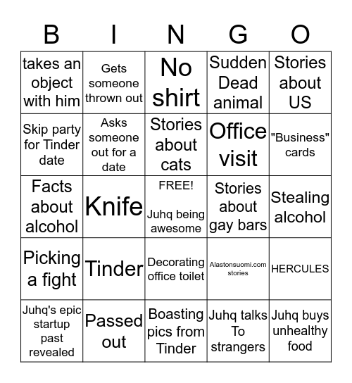 Juhqbing O Bingo Card