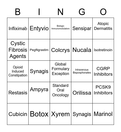 Criteria Bingo Card