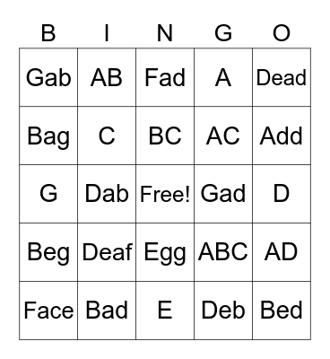 Musical Bingo Card