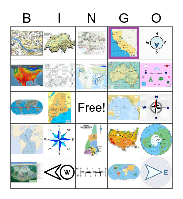 Map Skills Bingo Card
