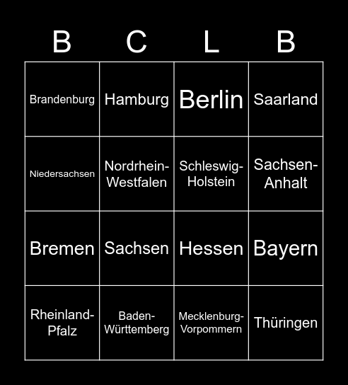 Bundesländer Corona Lockdown Bingo Card