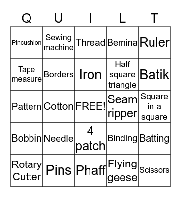 Anytime Stitch Time Quilt Retreat Bingo Card