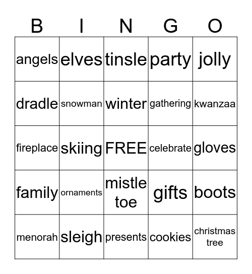 Holiday Party Bingo Card