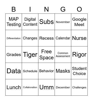 CMS Faculty Meeting Bingo Card