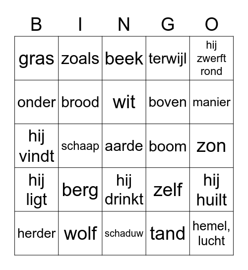 Woorden Cap. IX Bingo Card