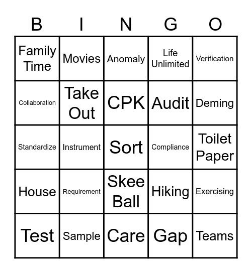 World Quality Day 2020 Bingo Card