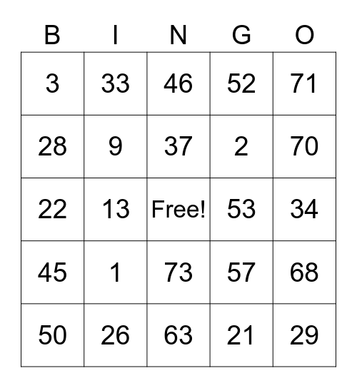 Halloween Bingo Card