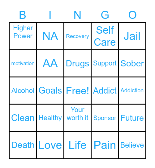 Addiction Bingo Card