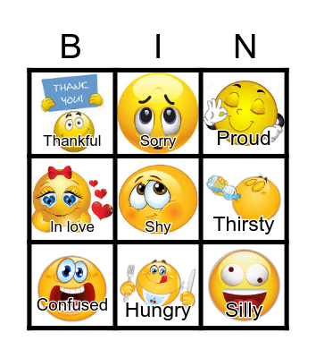 Feelings Bingo Card