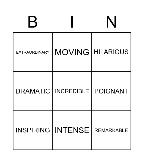 Mary Bingo Card