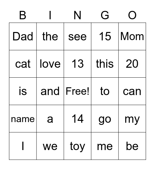 Makenzie's Bingo Card