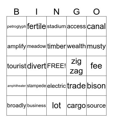 The Shape of the Land - Unit 3 Bingo Card
