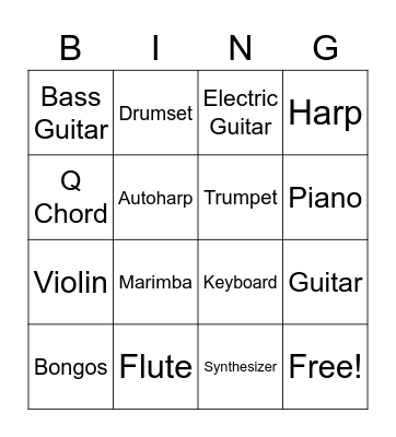 Instruments Bingo Card