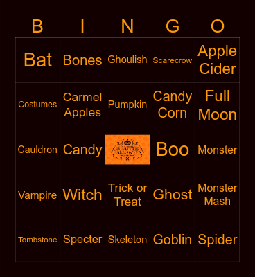 Halloween Fun Bingo Card