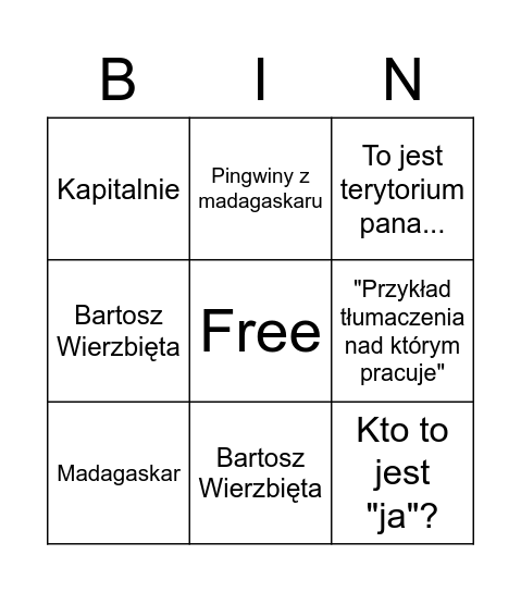 Ligwistyczne Bingo Card
