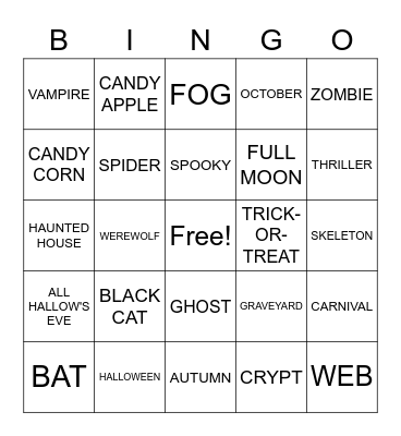 HALLOWEEN BINGOwe Bingo Card