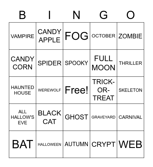 HALLOWEEN BINGOwe Bingo Card