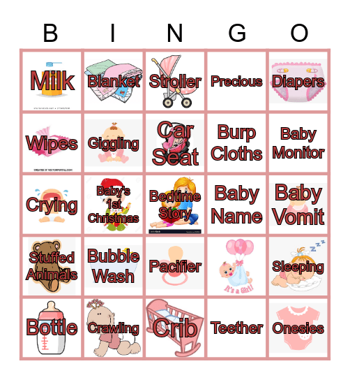 Selby's Baby Shower             It's a Girl! Bingo Card