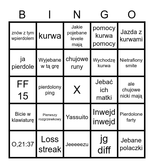 Bingo Graczolcow Bingo Card