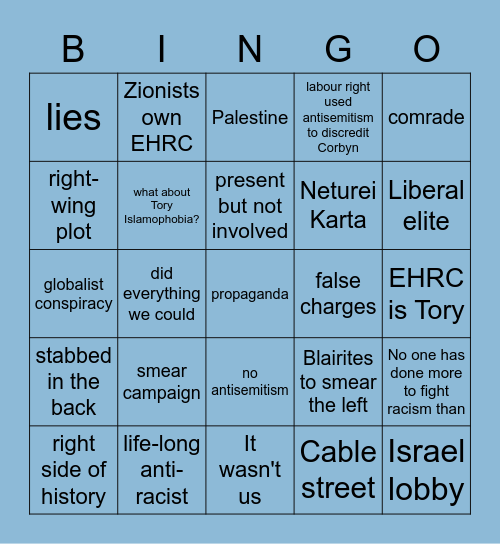 Thursday EHRC Twitter Bingo Card