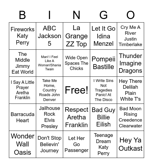 Rockstar Bingo! Bingo Card