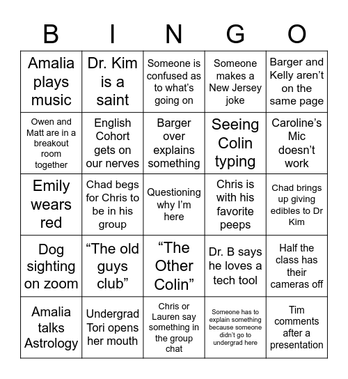 Social Studies Cohort Bingo Card