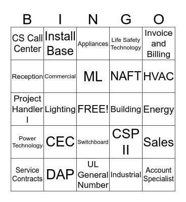 C & I BINGO Card