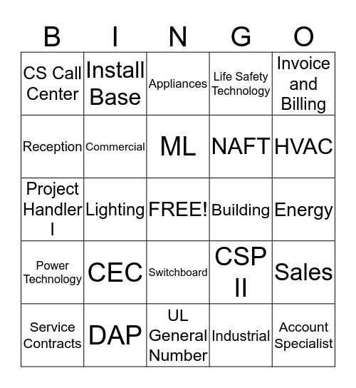 C & I BINGO Card